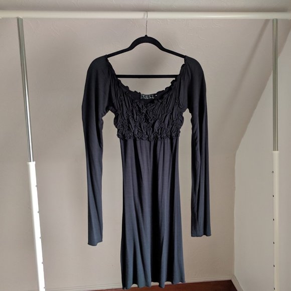 Los Angeles 555 Navy Romantic Long Sleeve Dress S - Picture 2 of 8